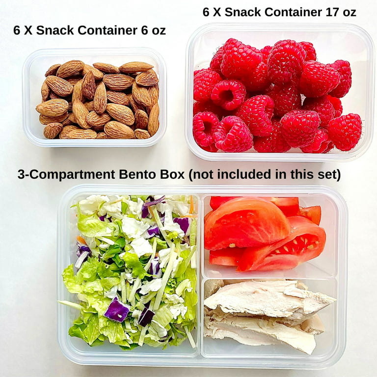 6 Pack Snack Bento Box Reusable Containers for Kids and Adults for
