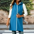 thumbnail image 4 of Brondbend Jacket for Women Womans Winter Coat Hooded Sleeveless Full Zipper Outerwear Solid Color Comfy Loose Fit Coats Ladies Festival Tops Light Blue, 4 of 5