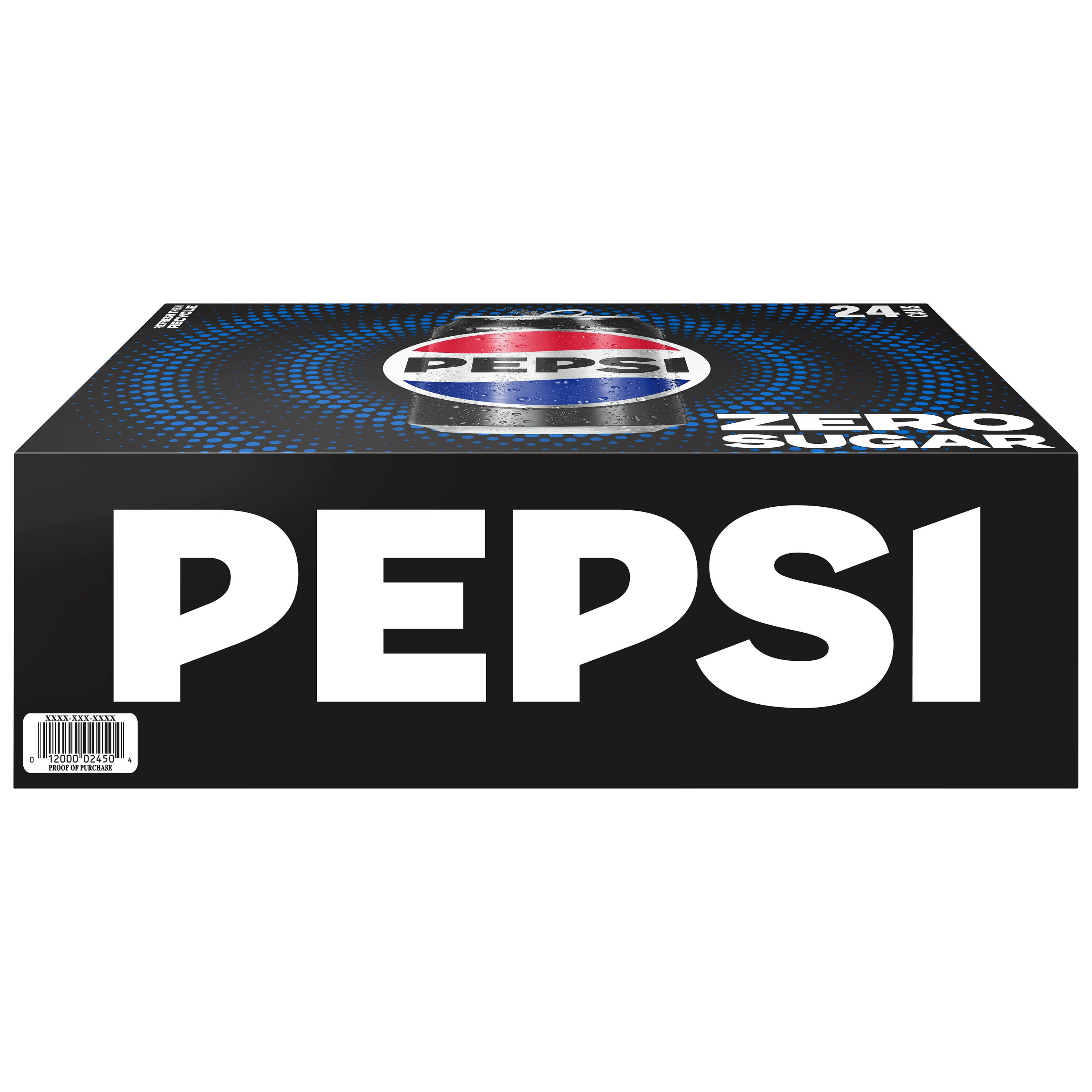 Pepsi Cola Zero Sugar Soda Pop, 12 fl oz, 24 pack Cans