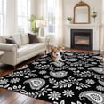 thumbnail image 2 of Black Paisley Area Rugs 5'x8', Washable Small Throw Rugs for Classroom Bedroom, Ethnic Vintage Floral Botanical Abstract Indoor Outdoor Rug Non-Slip Low Pile Carpet Runner Reversible Floor Mats, 2 of 8