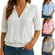 thumbnail image 1 of Top para mujer,Camisa informal de solapa para mujer, manga larga, color liso, tejido de poliéster, corte holgado para uso diario, sopatenor, 1 of 7