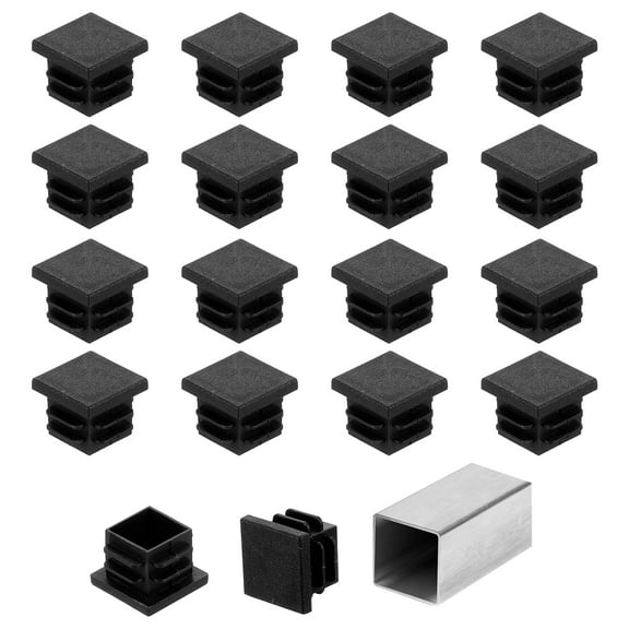 Uxcell 3/4" Square Tubing End Caps, 50Pcs Plastic Hole Plugs Insert End Cap for Metal Tubing, Black