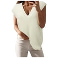 thumbnail image 1 of HBFAGFB Tank Tops Womens Fashion Versatile V Neck Ribbed Sleeveless Pullover Sweater Vest White Size M, 1 of 5