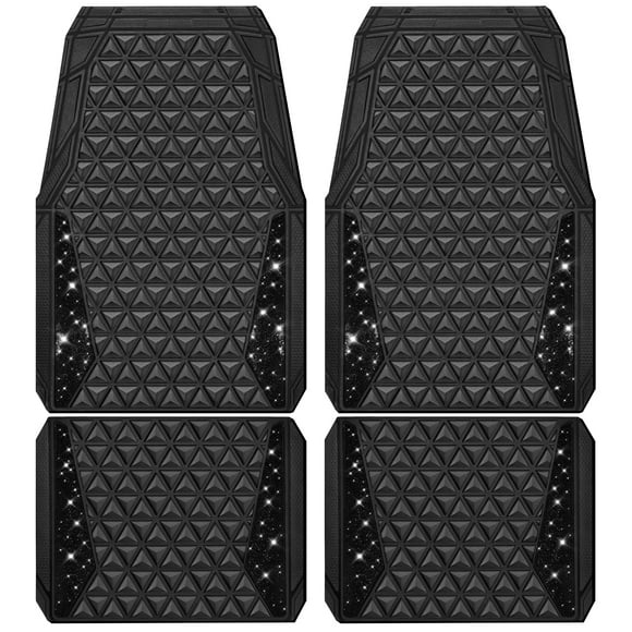 Juego completo de alfombrillas CAR PASS Diamond Rubber antideslizantes, color negro