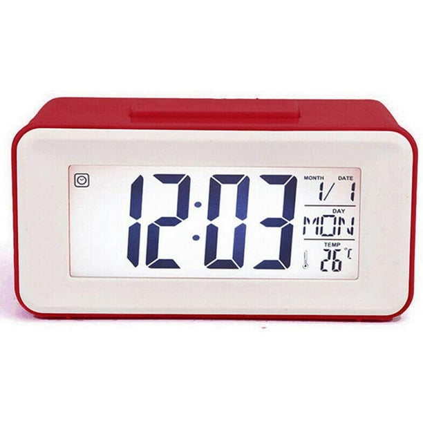 Réveil numérique intelligent de veilleuse avec température intérieure,  bureau à piles petite horloge