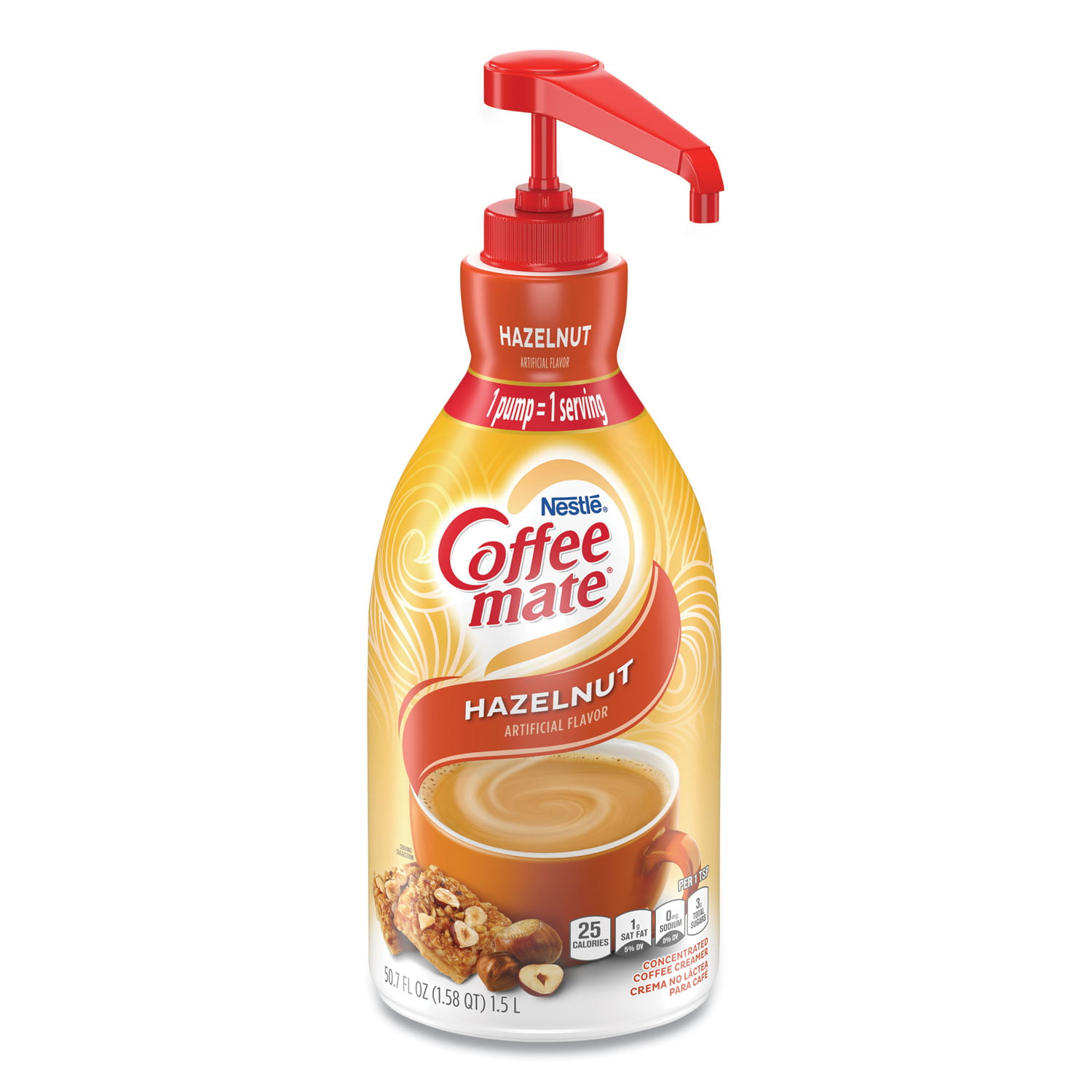 Hazelnut Liquid Creamer Pump Bottle, 1.5L