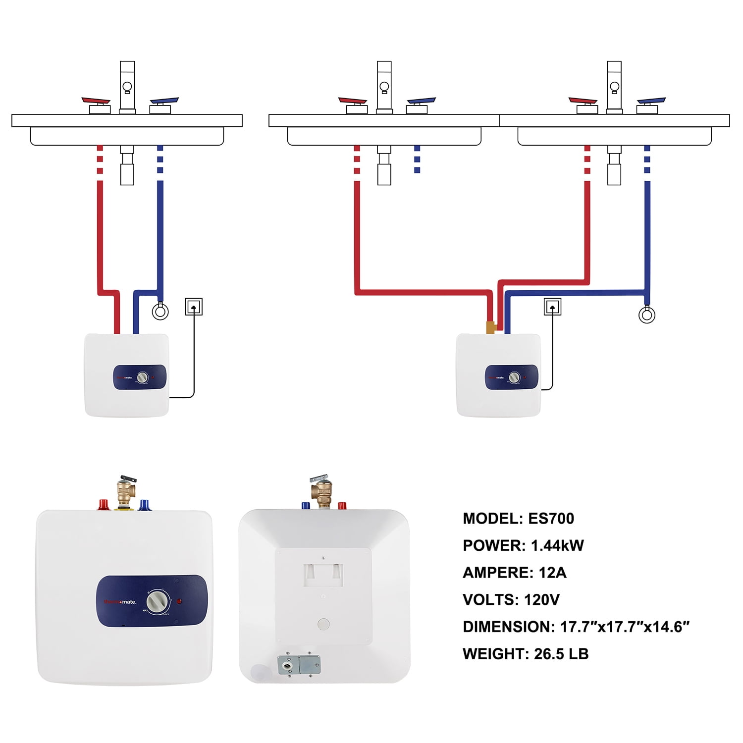 thermomate 6.5 Gal. 1440 W Electric Mini Tank Water Heater for Point of Use, ES700
