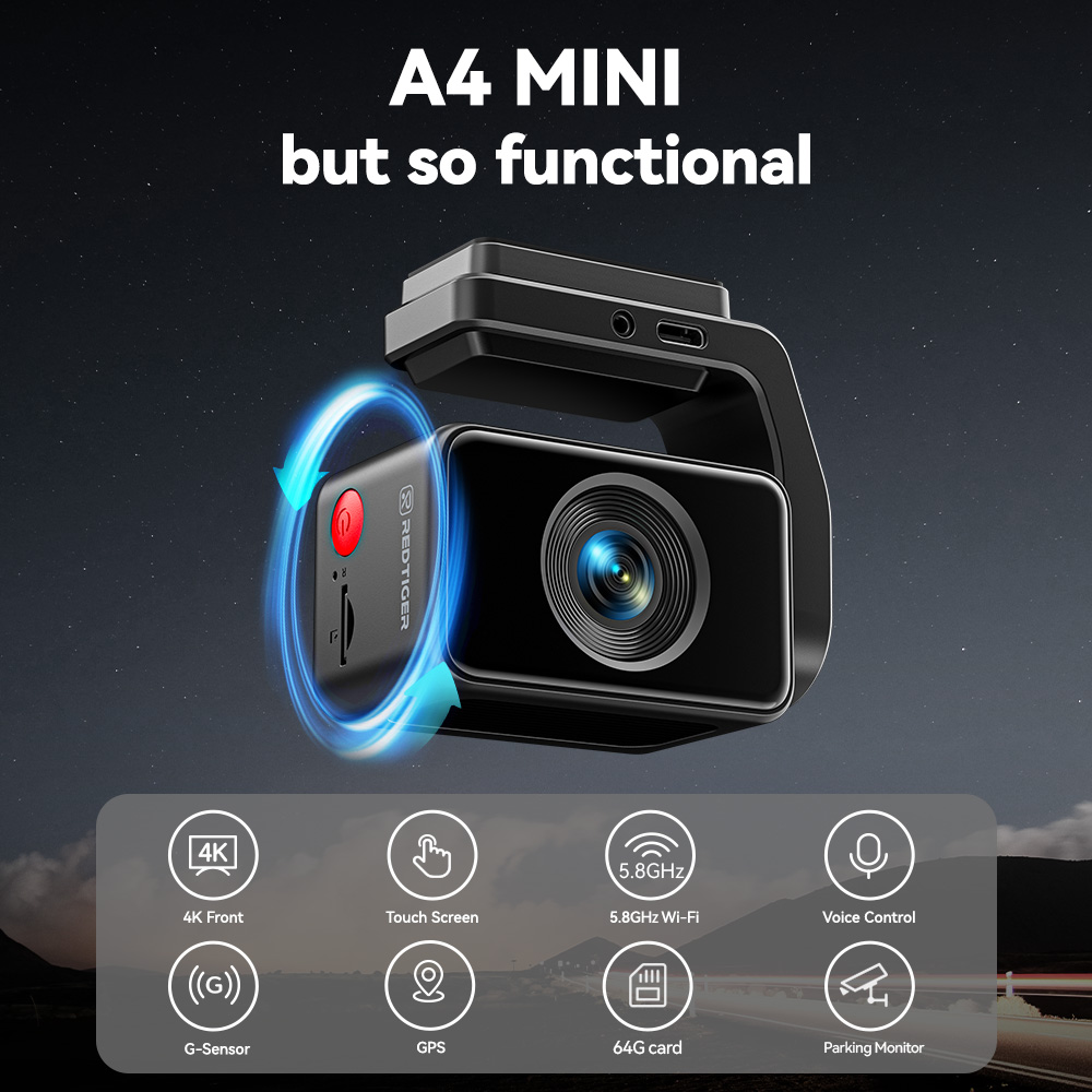 REDTIGER A4 4K Dual Dash Cam with GPS and Touchscreen photo 3
