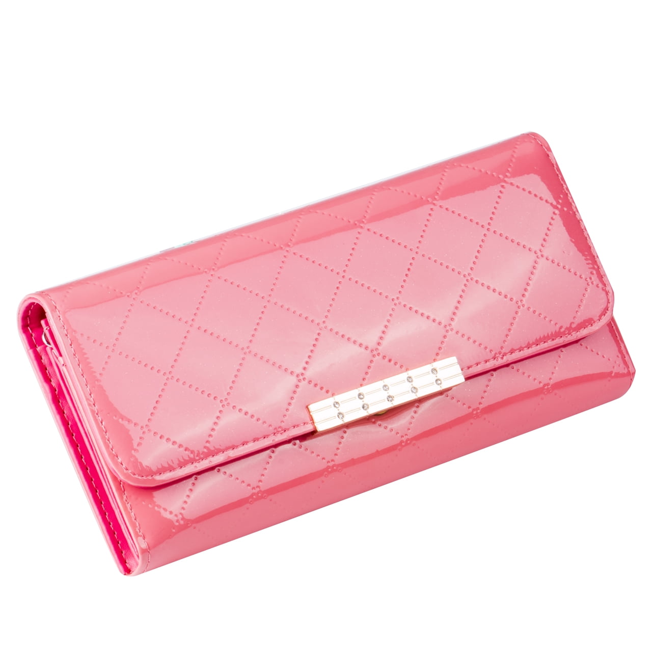 Women Soft Rhombus PU Leather Clutch Wallet Long Card Holder Purse Handbag