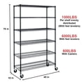 thumbnail image 7 of BestOffice 6-Tier Wired Black Metal Kitchen/Garage/Office Storage Shelves, 7 of 7