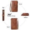 thumbnail image 6 of FALAN MULE Women’s Leather Wristlet Wallet Rfid Blocking with 5 ID Windows and Double Zipper, 6 of 9