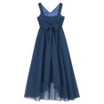 thumbnail image 4 of CHICTRY Kids Girls Flower Dress Ruched Bodice Irregular Chiffon Dresses Princess Party Maxi Gown Navy Blue 6, 4 of 7