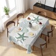 thumbnail image 3 of Green Coastal Table Cloth Waterproof Tablecloths, Summer Beach Starfish Coral Shell Nautical Tablecloth Dining Table Cover for Kitchen Party Tabletop Outdoor, Rectangle Tablecloth 60x120 Inch, 3 of 9