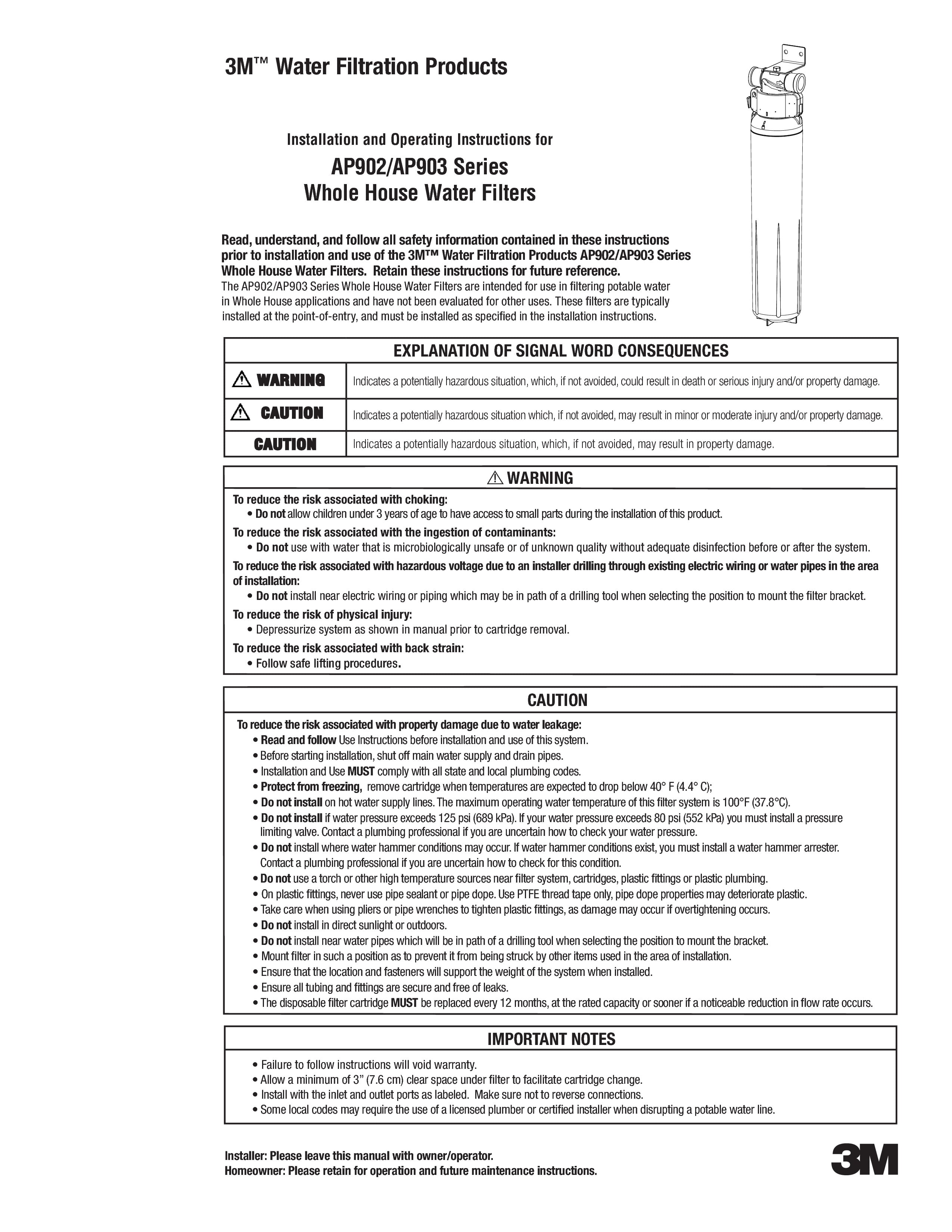 3M Aqua-Pure AP903 Sanitary Quick-Change Whole House Water Filtration System