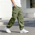 thumbnail image 4 of Besolor Kids Boys Cargo Pants Elastic Waisted Wide Leg Lightweight Breathable Teen Boy Outdoor Hiking Workout Trousers with Multi-pocket(15-16 Years,Green), 4 of 7