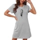thumbnail image 4 of Camisón corto de talla grande para mujer, camisón de manga corta con estampado de pecho a la moda, camisón para mujer, 4 of 7