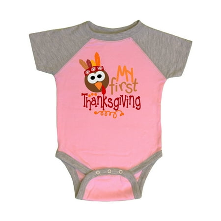 

Inktastic My 1st Thanksgiving Cute Turkey with Feathers Gift Baby Boy or Baby Girl Bodysuit
