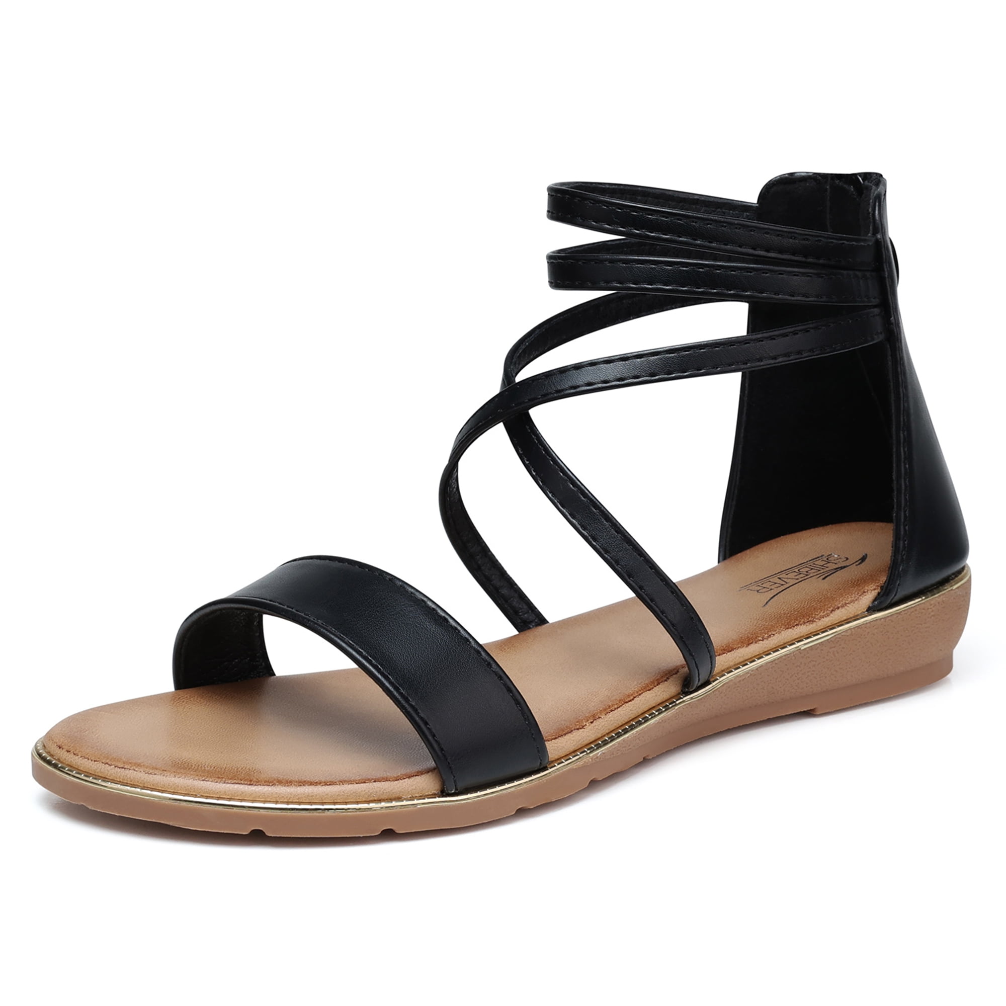 SHIBEVER Gladiator Sandals For Women Dressy Low Wedge Sandals Open Toe ...