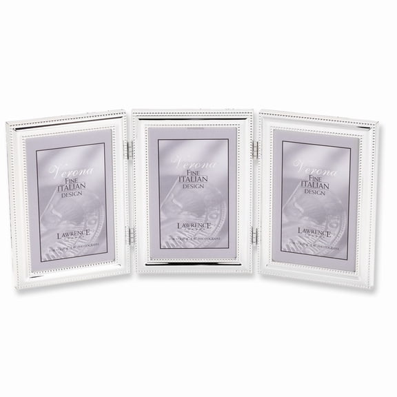 FB Jewels Silver-plated Beaded Triple 4x6 Photo Frame