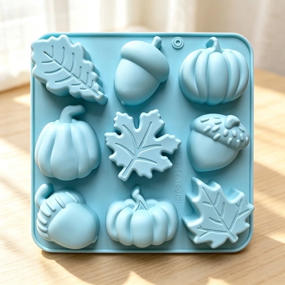 3D Pumpkin Silicone Mold Fall Silicone Mold Halloween Thanksgiving Candy Mold Autumn Maple Leaf Acorn Chocolate Cake Pan Baking Molds for Harvest Theme Cupcake Ice Cube Soap Making