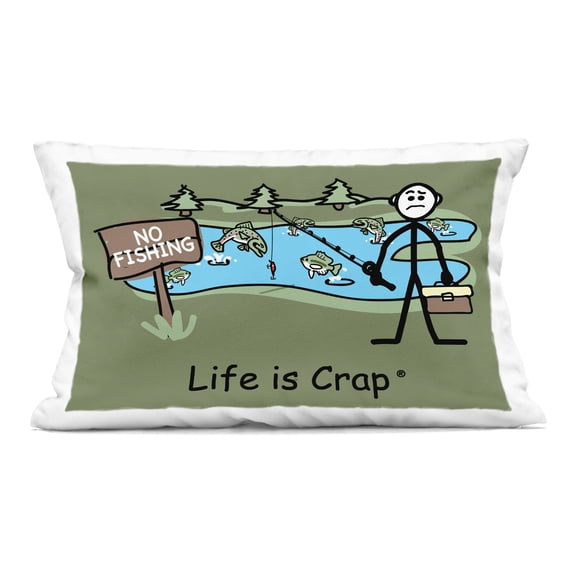Stupell Industries No Fishing at Pond 14" x 20" Novelty & Humor Print Polyester Throw Pillow, Zip Closure 1 Count