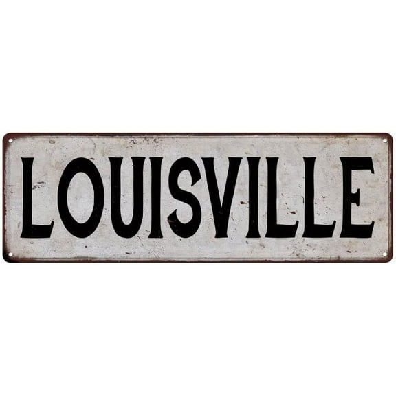 LOUISVILLE Vintage Look Rustic Metal 6x18 Sign City State 206180041291