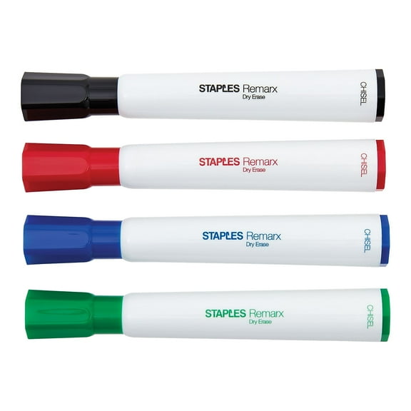 Staples Remarx Dry Erase Markers Chisel Point Assorted 12/Carton 29205VS