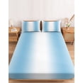 thumbnail image 2 of Full Size Fitted Sheet Set - Sky Blue White 3 Piece Bedding Sets 16" Deep Pocket Fitted Sheet with 2 Pillowcases Gradient Vertical Stripes Minimalist Brushed Microfiber Hotel Luxury Bed Sheets, 2 of 9