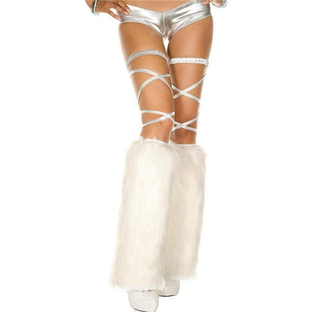 Faux Fur Leg Warmers, White