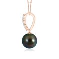 thumbnail image 2 of ANGARA Tahitian Cultured Pearl Solitaire Pendant with Diamonds in 14K Rose Gold for Women | June Birthstone, Birthday, Anniversary, Jewelry Gift for Women | Pearl Necklace, 2 of 5