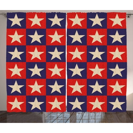 Primitive Country Curtains 2 Panels Set Checkered Pattern In Navy