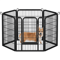 Alden Design 31.5-Inch Height 6-Panel Dog Playpen with Door for Outdoor and Indoor, Black