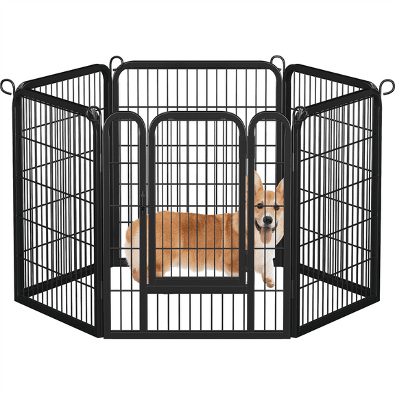 Alden Design 31.5-Inch Height 6-Panel Dog Playpen with Door for Outdoor and Indoor, Black