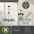 thumbnail image 5 of Russel 6 Light Matte Black and Weathered Gray Farmhouse Candle Wheel Chandelier, 5 of 14