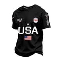 thumbnail image 3 of Ruiwill Independence Day Fourth Of July Boy Tshirts Usa Flag Print Short Sleeve Crew Neck Summer Patriotic Breathable Boys Tops Black Size 1-2 Years, 3 of 3