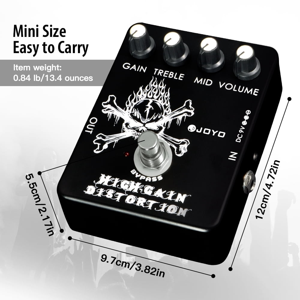 JOYO Versatile Distortion Effect Pedal, High Gain Tone from Blues Rock to Thrash Metal, Compact Design for Home Practice