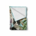 thumbnail image 2 of Cat Lover Soft Flannel Fleece Throw Blanket, Abstract Composition of House Cats Feline Domestic Pets Blooming Illustration, Cozy Plush for Indoor and Outdoor Use, 50" x 60", Multicolor, by Ambesonne, 2 of 6