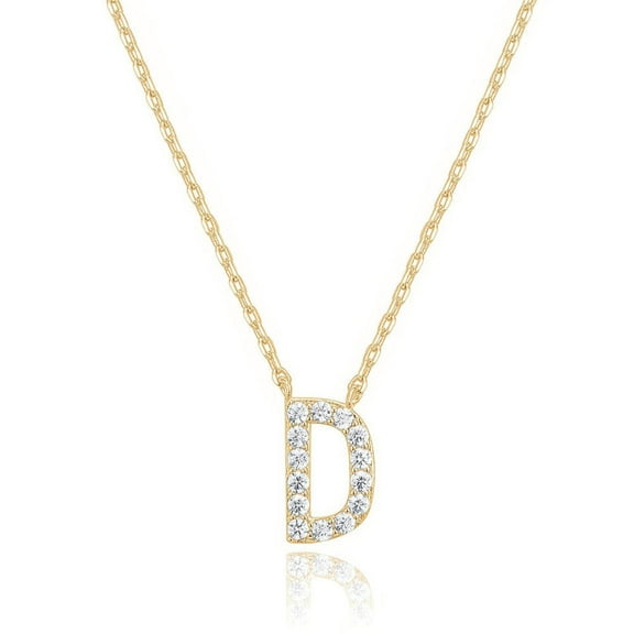 Bonjour Jewelers 14k Yellow Gold Created White Sapphire Initial D Letter Pendant Necklace Plated