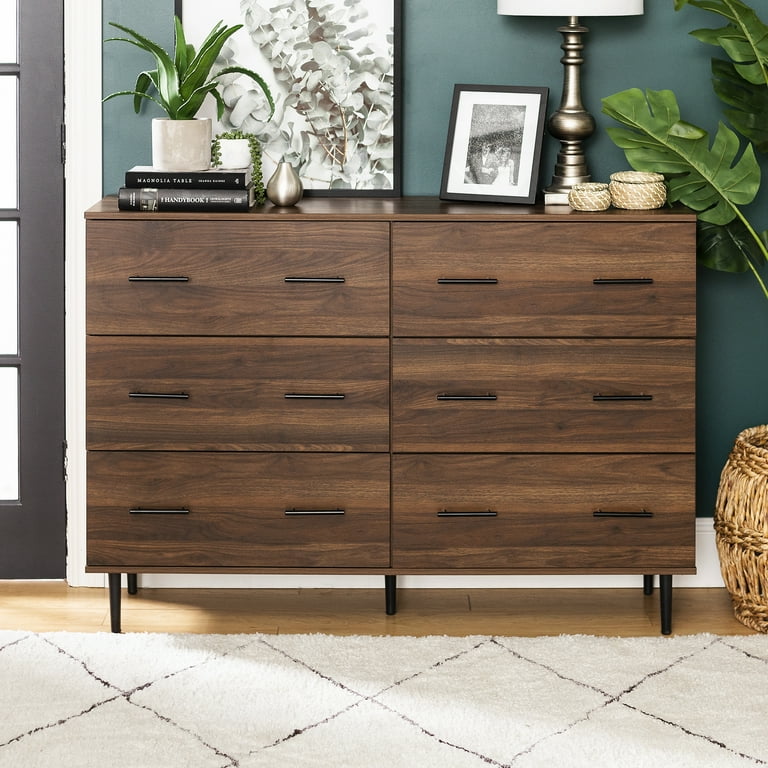 Walker Edison Savanna Modern Wood 6 Drawer Dresser - Dark Walnut -  Walmart.com