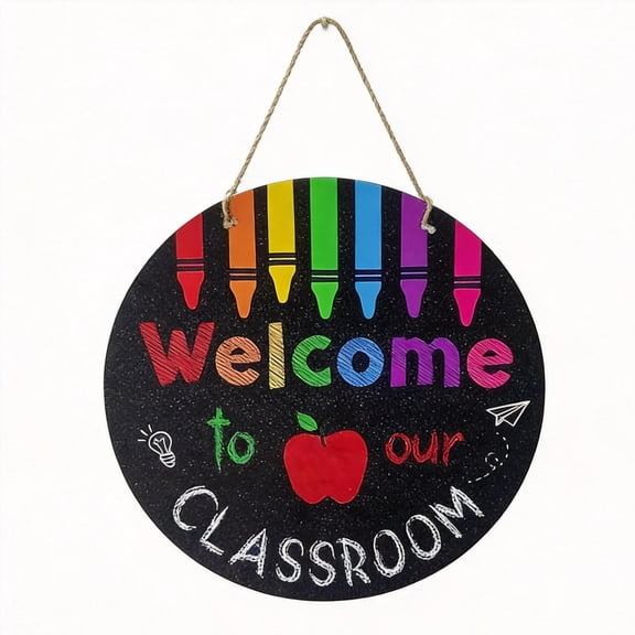 30CM Back to School Sign, Rustic Classroom Hanging Welcome Plaque, Teacher Appreciation Aesthetic Wall Ornament for School Classroom Decor