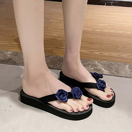 

Cathalem Ladies Shoes Fashionable And Comfortable Summer Platform Wedge Flower Home Flip Flop Snakeskin Wedge Sandals for Women Blue 6.5
