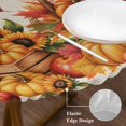 thumbnail image 3 of Pumpkins Fall Round Tablecloth, Fitted Table Cover with Elastic for 55"-60" Round Tables, Harvest Thanksgiving Botanical Farmhouse Leaves Table Cloth Outdoor Dinning Party Waterproof Tablecloths, 3 of 7
