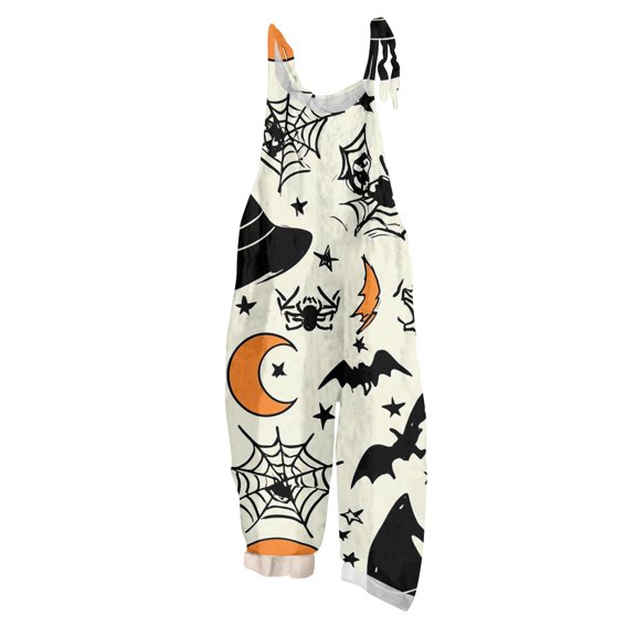 Women's Halloween Jumpsuits Sleeveless Loose Wide Leg with Adjustable Straps and Bib Front Retro Overall for Fall Parties and Everyday Complexion L