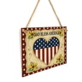 thumbnail image 2 of Paquete de 2 placas rectangulares del 4 de julio de América, decoración de diseño de tema artesanal, placas colgantes de pared con patrón de bandera de corazón Inevent HA011989-00, 2 of 2