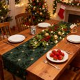 thumbnail image 6 of Gynky Table Runner Christmas Decorations Soft Plush Faux Fur Jacquard Christmas Trees Seasonal Winter Holiday Kitchen Dining Table Decoration For Indoor Outdoor Home Party Decor 13 x 72 Inch, Green, 6 of 8