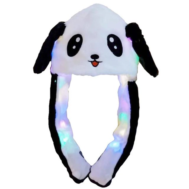 Sombrero con Orejas de conejo para niños, gorro de Animal con orejas móviles de felpa, brillante, LED, divertido, para fiesta de Cosplay
