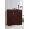 thumbnail image 4 of Hodedah 7-Drawer Dresser with Side Cabinet equipped with 3-Shelves, Mahogany, 4 of 5