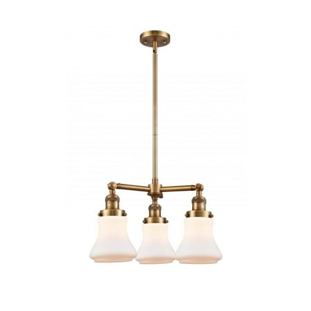 

Brushed Brass Tone Chandeliers 18 Wide Matte White Glass Steel/Cast Brass/Glass Medium Base LED 3 Light Fixture