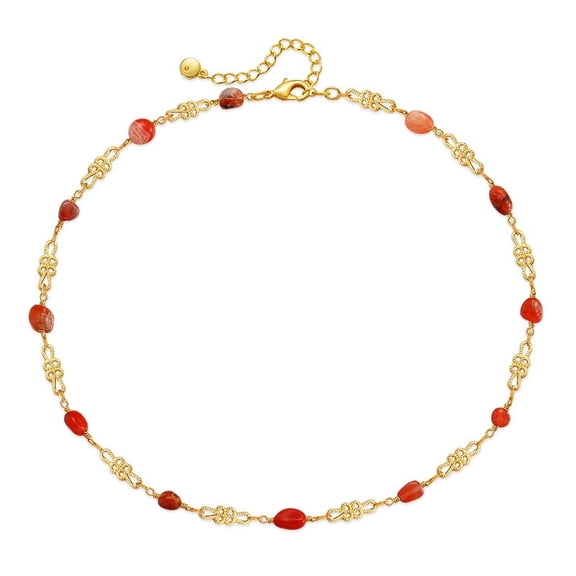 Irregular Natural Stone Orange Simple Choker Niche Bohemian Style Holiday Casual Necklace