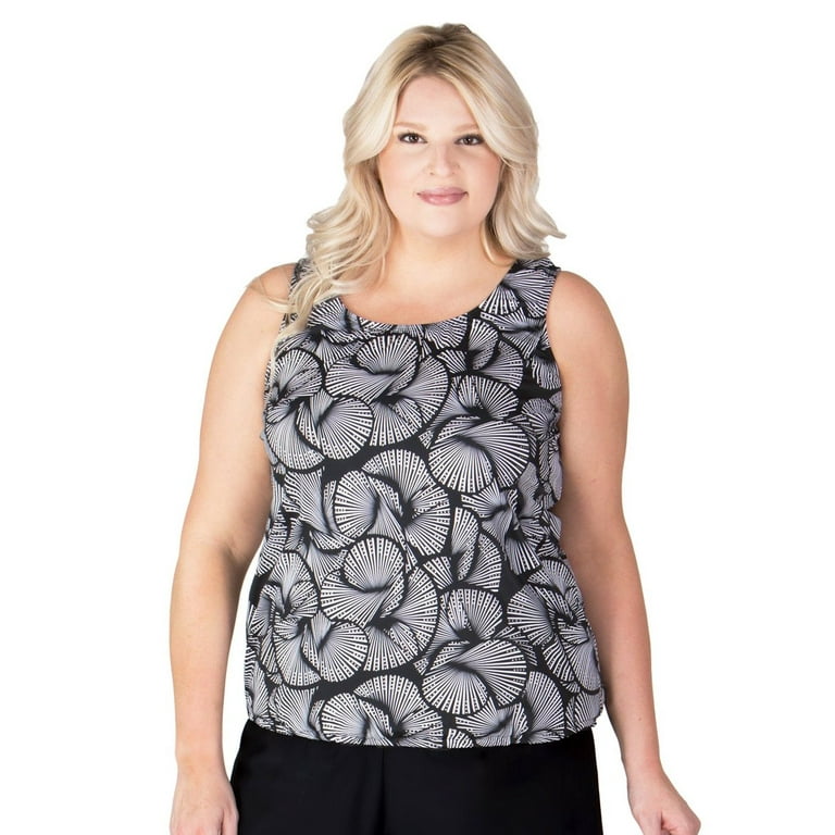 Wear Your Own Bra Plus Size Swimwear Top Solid Black 30W
